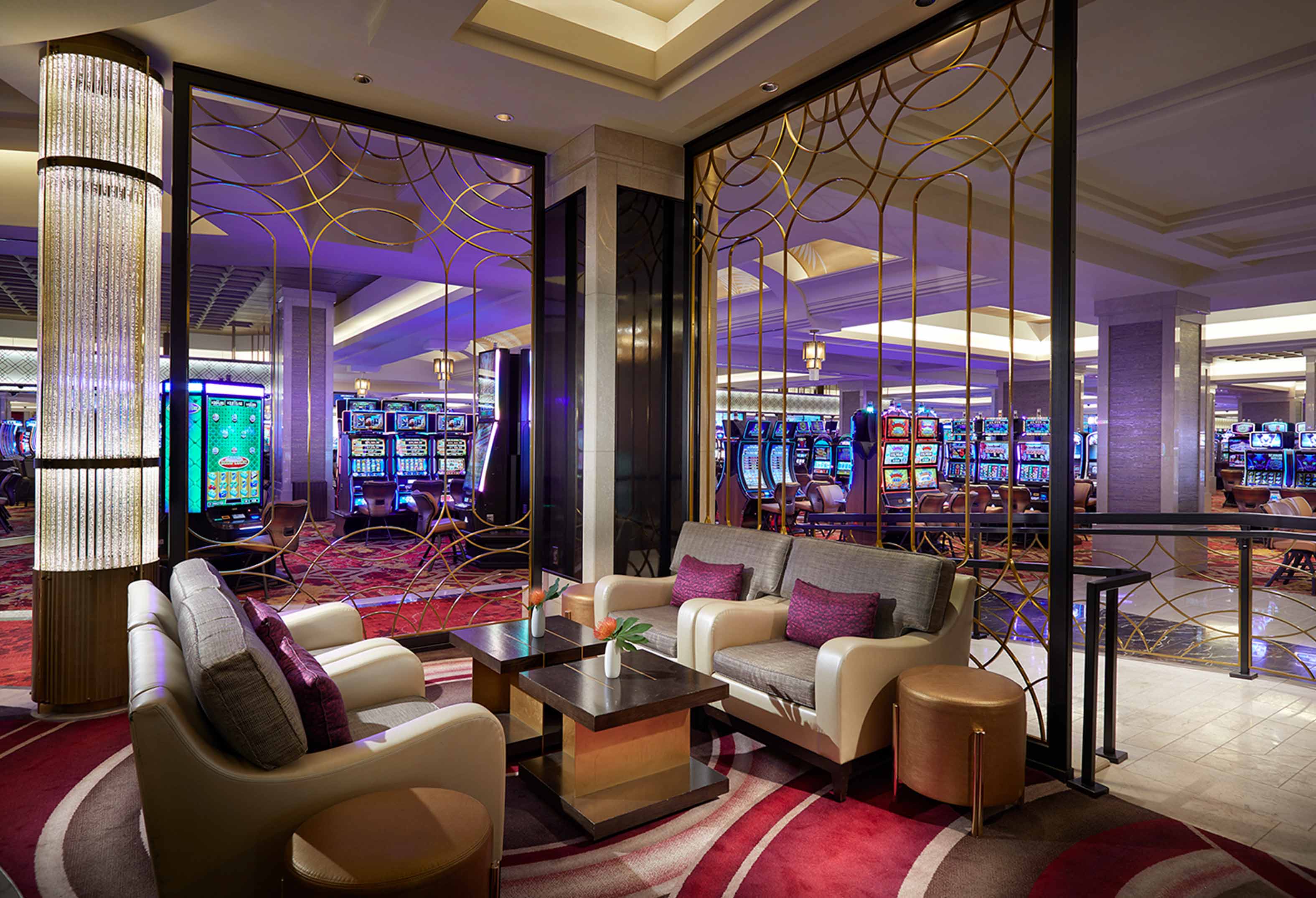 Lounge at L Bar with Slot Machines in Background