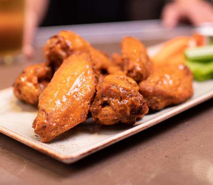 Closeup of Chicken Wings from the Poker Snack Bar