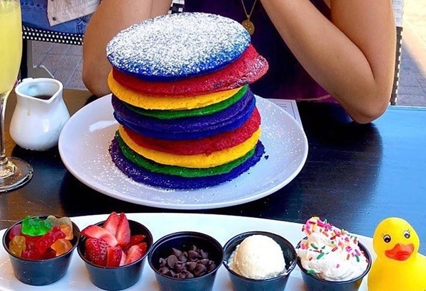 Sugar Factory, Breakfast Insane Double Stack Rainbow Pancakes