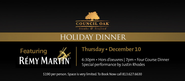 Rémy Martin Pairing Dinner, Ugly Christmas Sweater Contest  Scheduled in Council Oak Lounge