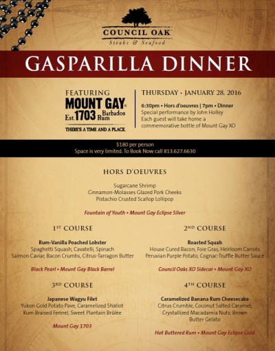 Gasparilla Pirate Fest Dinner Set for Council Oak Lounge