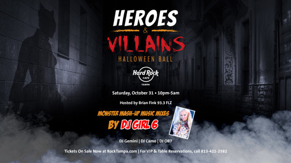 ‘Heroes & Villains’ Halloween Ball At Hard Rock Cafe Tampa Featuring Las Vegas’ Top Female DJ